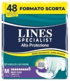 Lines Specialist Pannolone a Mutandina Maxi Plus per Incontinenza Donna e Uomo, Alta Protezione fino a 12 ore, Zero Odore, Taglia M, Scorta Mensile, Confezione da 48 Unità