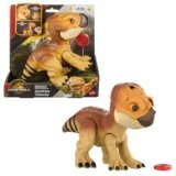 Mattel Jurassic World Rebirth Primal Protector Aquilops Dolores Interactive Dinosaur Toy with Attack Action & Sounds, Pet-Style Electronic Figure with Food Accessory