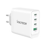 VulTech CC100-3C1A Caricatore Universale Notebook, iPhone,Samsung,Xiaomi,Oppo,Google Pixel,Realme Smartphone Tablet 100W GaN USB + 3x Type-C/USB-C PD3.0 QC3.0 PPS bianco – compatto