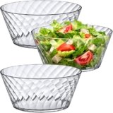 Amazing Abby – Bonita – 130-Ounce Plastic Serving Bowls (Set of 3), 10-Inch Clear Salad Bowl Set, BPA-Free, Shatter-Proof, Dishwasher-Safe, Stackable, Great for Salad, Fruit, Cereal, Snack, and More