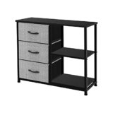 AZL1 Life Concept Dresser for Bedroom, 3 Drawer Organizer Unit with 2 Open Shelves, Sturdy Closet Storage Fabric Dressers & Chest of Drawers for Nursery, Living Room, Closet, Office, Grey with Black