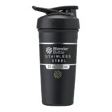 BlenderBottle Sport Shaker Cup Insulated Stainless Steel Water Bottle with Wire Whisk, 24-Ounce, Black