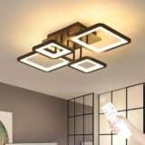 Comely Plafoniera LED Soffitto Dimmerabile, 54W 6075LM Lampadario LED Soffitto con Telecomando 3000K-6500K, Plafoniera quadrato in Acrilico per Soggiorno Camera Da Letto Cucina, Nero