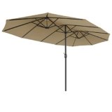 SONGMICS Ombrellone Doppio da Giardino, Parasole di 460 x 270 cm, Extra Grande, UPF50+, con Manovella, per Mercato Esterno Terrazzo, Base non Inclusa, Tortora GPU36BR