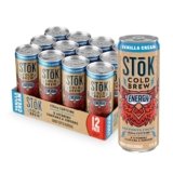 SToK Cold Brew Energy Vanilla Cream, Energy Coffee Beverage with 195mg Caffeine to Help Support Focus, Canned Coffee with B-Vitamins, Guarana and Ginseng,11 fl oz, 12pk