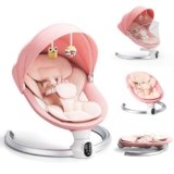 Dregan Sdraietta Neonati Elettrica – App e Telecomando Dondolo Neonati Elettrico con 3 timer, 5 Velocità di Altalena, 10 Musiche, Sdraietta Bluetooth Imbottita Morbida Baby (APP Rosa)