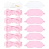 Wecoe 12pcs/set Bow Spa Headbands & Eye Masks – Bachelorette Party Favors, Bridal Shower & Bridesmaid Proposal Gifts(White, Pink)