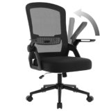 naspaluro Sedia da Ufficio Scrivania Ergonomica, Con Braccioli Pieghevoli, Altezza Regolabile, Seduta e Schienale in Rete Respirante, Girevole con Ruote, Funzione Oscillante Nera