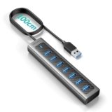 GM7U USB Hub 3.0 7 Porte, Cavo Lungo 1 M, Alluminio, Duplicatore USB, Porta USB Multipla per PC, Laptop, Computer Desktop, PS4, PS5, Mac più Vecchi, Unità Flash, Tastiera, Mouse