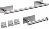 Set porta Asciugamani da Bagno Completo Adesivo, include Porta Asciugamani, Porta Rotolo Carta Igienica, tre Ganci Appendi Asciugamani, Accappatoio, Salvietta, in Acciaio Inossidabile, Accessori Casa