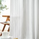 jinchan White Curtains Grey Striped Curtains 96 Inch Length for Living Room Bedroom Window Treatment Modern Linen Look Ticking Stripe Pinstripe Privacy Light Filtering Back Tab Rod Pocket 2 Panels
