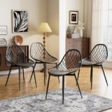 buybyroom Sedie Cucina Set Da 4 Set Di 4 Sedie Da Pranzo Con Gambe In Metallo, Schienale Ergonomico Per Sala Da Pranzo, Soggiorno, Cucina e Camera Da Letto, Nero