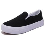 OPOEE boys’ and girls’ children’s canvas shoes, low cut slip-on sneakers shoes, Start school season white shoes, Fashion Toddler Little Kid Big Kid skateboarding shoes (Black, Toddler, 9, Numeric, US Footwear Size System, Medium)