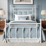 MUTICOR Struttura Letto in Metallo 90×200 cm dal Design Senza Tempo, Telaio Stabile con Doghe Incluse, Spazio Contenitore Sotto il Letto, Silenzioso, Bianco