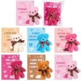 CHMYWJ 24 Packs Valentines Day Cards for Kids School with Mini Bears Plush Toy, Valentines Exchange Cards Gift Classroom Prize Party Favors School Rewards Gift Exchange