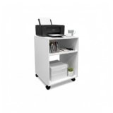 Baroni Home Carrello Ufficio con 4 Rotelle Girevoli a 360°, Mobiletto Organizer per Stampante e Cancelleria, Struttura in MDF Resistente, Montaggio Facile, 20x40x46 cm (2 Scomparti Bianco)