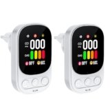 Rilevatore Gas e Monossido Di Carbonio 4 in 1 Con Spina per Casa-Rilevatore Fumo per Gas Naturale Lpg Metano Propano Butano Con Sensori Di Temperatura e Umidità-Certificato EN 50291-Bianco（2-Pezzi)