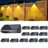 EGOBOO Solar Fence Lights 12 Pack, Backyard Solar Lights Outdoor Waterproof, Dusk to Dawn Auto Lighting Mounted for Outdoor Wall Decor/Deck/Railing/Step/Patio/Pool Porch