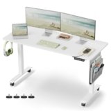 VASAGLE Scrivania Elettrica Regolabile in Altezza, 60 x 140 x (72-120) cm, Tavolo Regolabile in Continuo, Funzione di Memoria con 4 Altezze, Bianco Nuvola LSD174W01