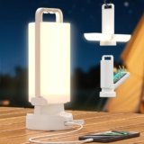 Eventek Lampada Campeggio Solare 8000mAh, Ultra Luminosa Pieghevole Luce Campeggio con 3 Modalità e Controllo Touch, IPX5 Lampada Ricaricabile per Blackout, Campeggio, Escursionismo, Emergenze