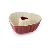 Tescoma – 622212, Delìcia, Tortiere, Stampo Ciambella a Forma di Cuore, Ceramica, Lavabile in Lavastoviglie, Rosso e Bianco