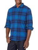 Amazon Essentials Men’s Long-Sleeve Flannel Shirt, Black Blue Plaid, Medium