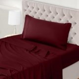 Utopia Bedding – Set Lenzuola Letto Singolo 3 Pezzi 90×190 cm – Spazzolata Poliestre di Microfibra – Oeko-Tex Certificato – Lenzuolo con Angoli, Lenzuolo Piatto e 1 Federa 50×75, Bordeaux