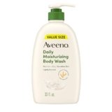 Aveeno Daily Moisturizing Body Wash for Women and Men for Dry & Sensitive Skin, Paraben, Soap & Dye-Free, Gentle Shower Cleanser, Dermatologist Recommended Brand, Lightly Scented, 33 Fl Oz