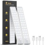 Under Cabinet Lighting – 10.5″ Motion Sensor Light Indoor, Magnetic Wireless Closet Lights, Dimmable Led Night Light, Rechargeable Under Counter Lights for Kitchen, Bedroom, Stair, 2 Pack