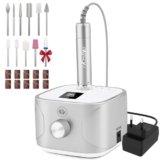 Kredioo Fresa per Unghie Professionale 35000RPM, Fresa Unghie, Lima Per Unghie Elettrica, Manicure e Pedicure, Trapano Elettrico per Rimozione Gel/Smalto, Argento