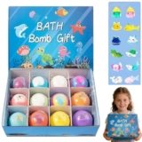 12PCS Bath Bombs Gift Set for Kids, Bath Bombs for Kids with Surprise Inside,Ocean Toy Bath Salt Ball Sleeve Box Bath Bomb,Novelty Marine Terrestrial Animal Baths Salts B-ombs Toys Set for Kid Gift