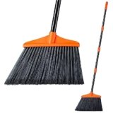 Lifewit Scopa da Esterno 135cm, Scopa da Giardino con Manico Lungo Regolabile, Scope Telescopica per Interni per la Pulizia di Pavimenti, Garage, Giardini, Patio, Arancione, 1 Pezzo