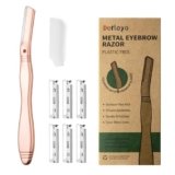 Eyebrow Razor, Dermaplaning Tool for Face, Face Razors for Women, Dermaplane Razor, Hair Removal and Exfoliation, Facial Razor, Face Shaver for Women&Men, 6 Blade Refills with Blade Cover (Rose Gold)