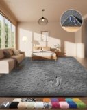 Ophanie Area Rugs for Living Room Bedroom, Upgrade Non-Slip Fluffy Soft Grey Shag Carpet, Indoor Floor Gray 4×6 Fuzzy Shaggy Living Room Plush Rug for Kids Home Dorm Decor Aesthetic