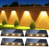 LETMY 3X Bigger & Brighter Solar Fence Lights Outdoor, IP67 Waterproof Fence Solar Lights Outdoor, 2 Modes Auto On/Off LED Deck Lighting Decor for Wall Outside Yard Step Railing Porch Pool, 4 Pack