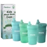 Meolibour 4 Packs Sippy Cups for Toddlers Kids, Reusable Plastic Spill Proof Cups for Kids Baby, Dishwasher/Microwave Safe – Unbreakable Hard Spout Sippy Cups for Toddlers
