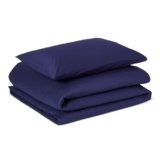 Amazon Basics Set Copripiumino Singolo in Cotone Organico, 2 Pezzi, Copripiumino da 135 x 200 cm e 2 Federe da 50 x 80 cm, Blu navy