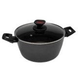 Zanetti Evolution Casseruola per Induzione Diametro 20 cm, Fondo Antiaderente, Alto Spessore, Casseruola con Coperchio, Impugnatura Comoda Due Maniglie, Nero