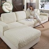 OHSIO Couch Cushion Covers, Super Soft Thicker Fleece Sofa Cover Stretch Sectional Sofa Slipcover Washable Pet Friendly Anti-Slip Stain Resistant Furniture Cover for Home(1 Armrest Cover,Ivory)