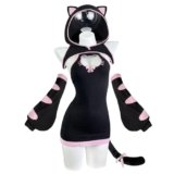 KORURACLUB Cosplay Anime Cat Outfit (set da 3 pezzi) Costume Sexy da Donna Tuta di Halloween Lingerie sexy Anime (Nero Tigrato, XS-M)