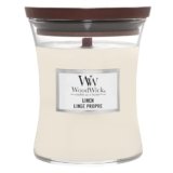 WoodWick Candela profumata Hourglass media con stoppino crepitante | Lino | Durata della fragranza: fino a 60 ore