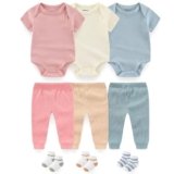 BIGBIGKISS Baby Layette Gift Set 9-Piece Baby Bodysuits and Pant Socks Set Infant Boy Girl Clothes Outfits