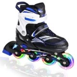 JeeFree 4 Size Adjustable Inline Skate for Kids,Children’s Inline Skates with Light Up Wheel,Outdoor Illuminating Roller Skates for Girls,Boys and Beginners