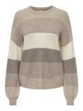 Only Onlatia L/S Stripe Maglione Knt Noos, Maglione Donna, Feather Gray/Stripes:w. Beige/Whitecap Gray/Leafless Tree, M