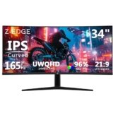 Z-Edge Monitor Curvo 34 Pollici PC Gaming, 2K, 3440×1440, 165Hz (DP), IPS, 1ms, Display Ultrawide 21:9, Regolabile in altezza/Verticale/Orizzontale/Rotazione, 100Hz (HDMI), FreeSync, VESA