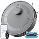 LEFANT M2 Robot Aspirapolvere Lavapavimenti con Mappatura Laser dToF, 6000Pa, Navigazione Intelligente PSD, Pulizia 2 in 1, 160 Min, APP/Alexa, Ricarica Automatica, per Peli Animali, Grigio