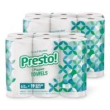 Amazon Brand – Presto! Flex-a-Size Paper Towels, 158 Sheet Huge Roll, 12 Rolls (2 Packs of 6), Equivalent to 38 Regular Rolls, White