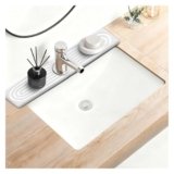 Diatomite Faucet Mat for Kitchen Sink, 23.6” Stone Drying Mat for Kitchen Counter,Super Absorbent Quick-Dry Stone Tray Guard,Splash Guard & Bathroom Counter Protector Prevents Moisture Buildup (White)