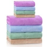 OLESTER 4 Colors Microfiber Towel Set Super Soft and Absorbent Quick-Dry Lightweight 4 Bath Towels 4 Hand Towels for Shower Pool Beach Bathroom