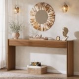 Tribesigns Tavolo Consolle con 3 Cassetti, 180 cm Consolle Ingresso Legno, Tavolo con Spazio di Archiviazione nel Corridoio, Consolle da fattoria per Soggiorno, Marrone Rustico